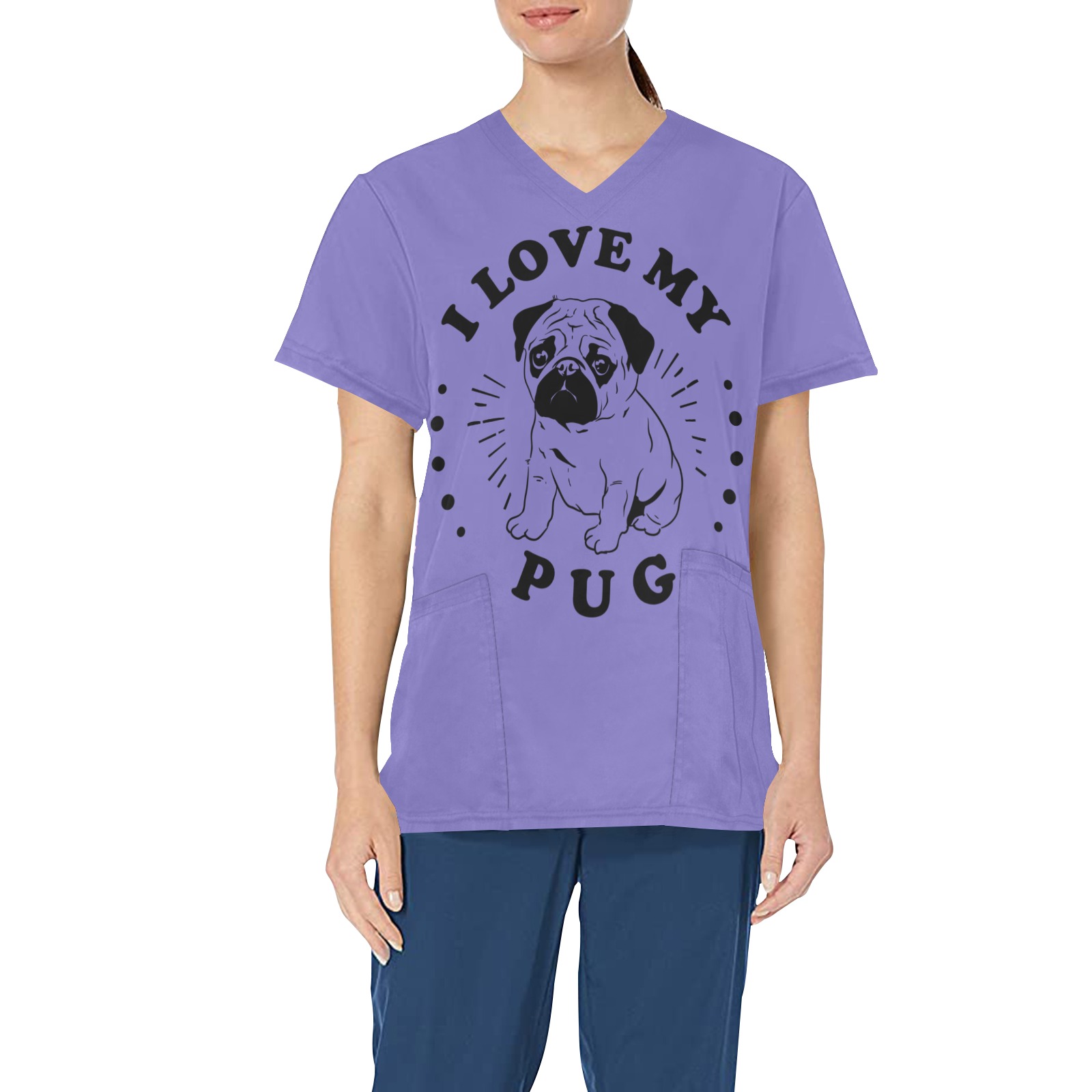 I love my pug All Over Print Scrub Top