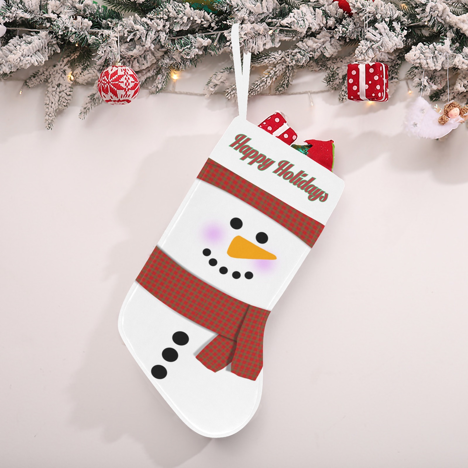 Snowman Christmas Stocking (Custom Text on The Top)