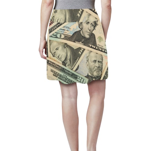 US PAPER CURRENCY Women's Athletic Skirt (Model D64)