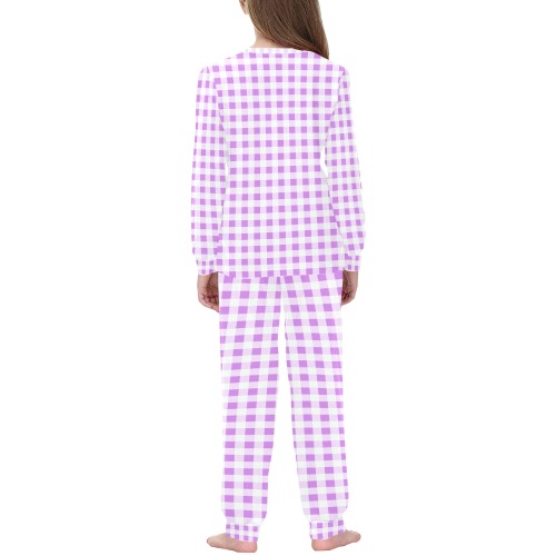 Lavender Gingham Kids' All Over Print Pajama Set