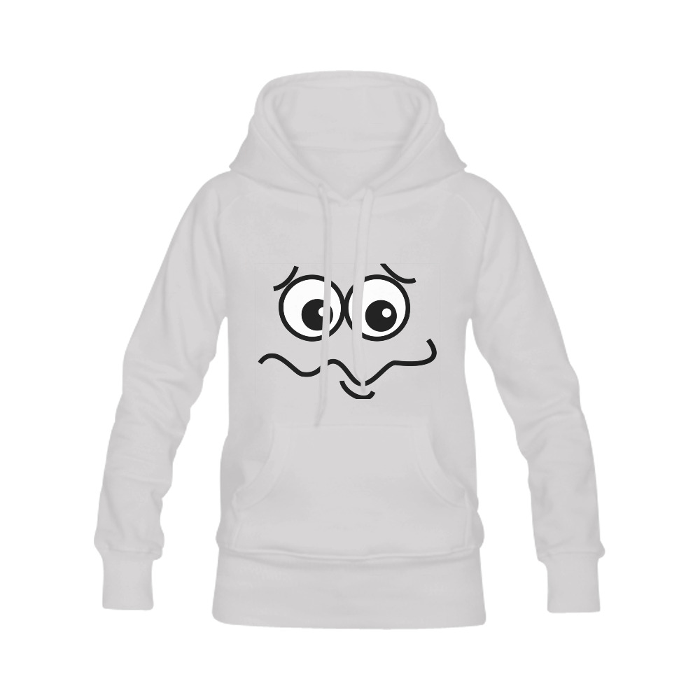 Funny Confused Comic Cartoon Face Women's Classic Hoodies (Model H07)