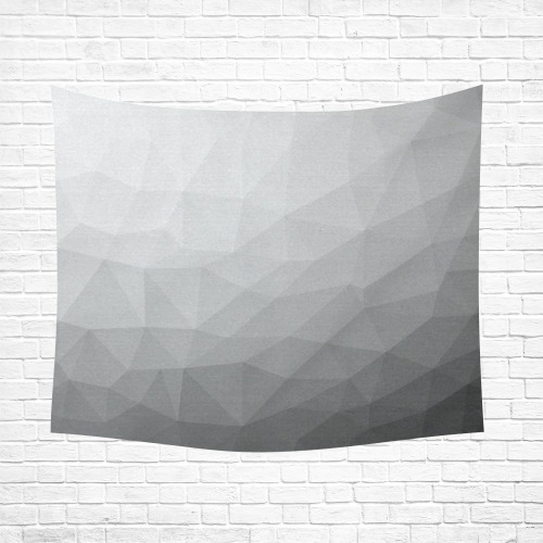 Grey Gradient Geometric Mesh Pattern Cotton Linen Wall Tapestry 60"x 51"