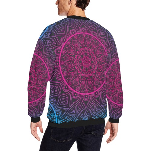 Mandala Men's Oversized Fleece Crew Sweatshirt (Model H18)