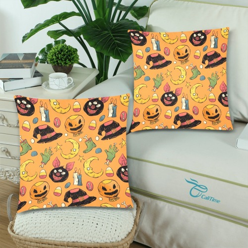 Creepy Halloween Pillow Custom Zippered Pillow Cases 18"x 18" (Twin Sides) (Set of 2)