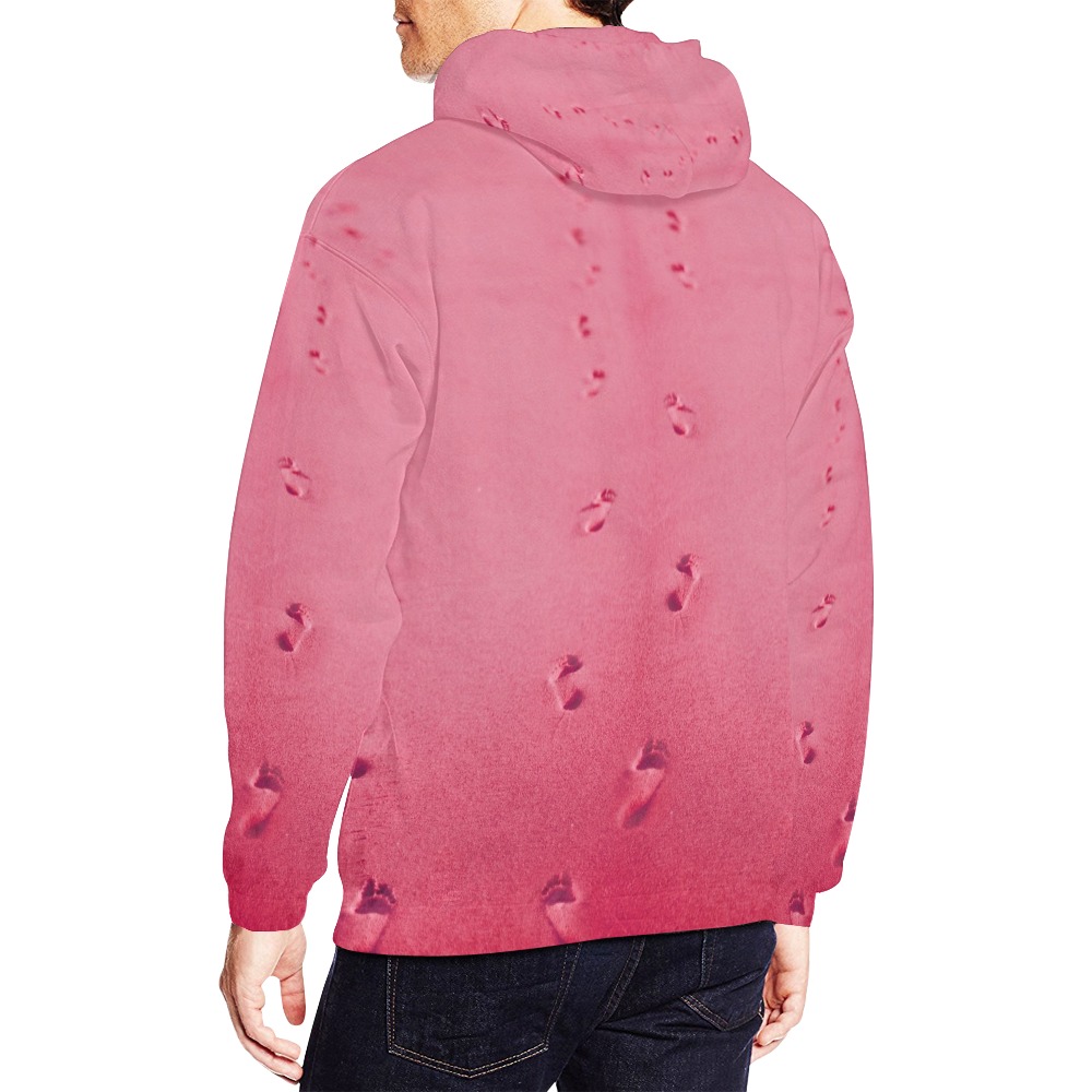 feet on the beach-pink All Over Print Hoodie for Men (USA Size) (Model H13)