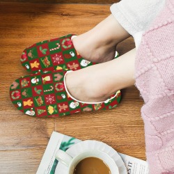 Christmas Checkered Women's Non-Slip Cotton Slippers (Model 0602)