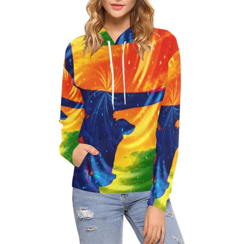 Bull All Over Print Hoodie for Women (USA Size) (Model H13)