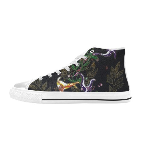 Flowers and Orbs High Top Canvas Shoes for Kid (Model 017)