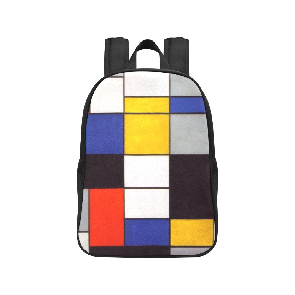 Composition A by Piet Mondrian Fabric School Backpack (Model 1682) (Medium)