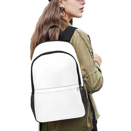White Beautiful BackPack Fabric Backpack with Side Mesh Pockets (Model 1659)
