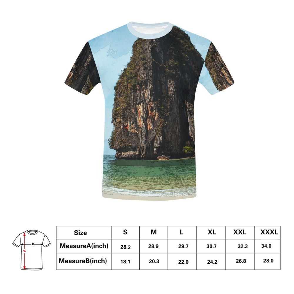Phra-Nang Krabi Thailand All Over Print T-Shirt for Men (USA Size) (Model T40)