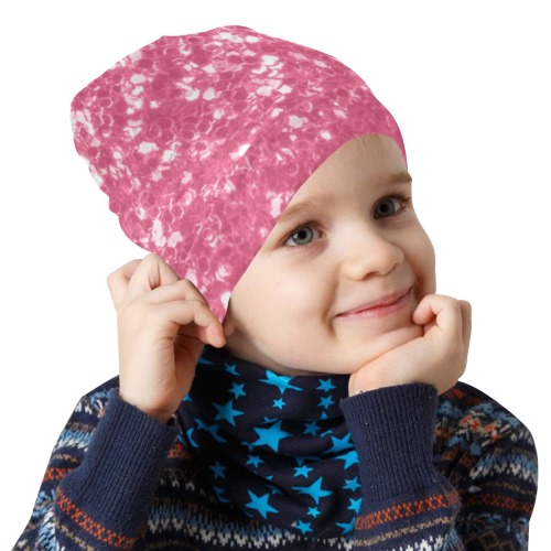 Magenta light pink red faux sparkles glitter All Over Print Beanie for Kids