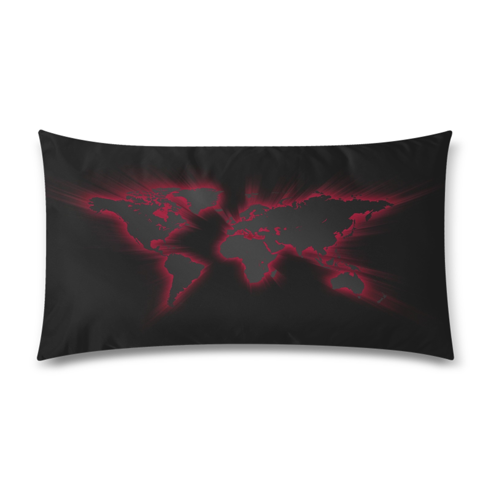 Red Black Map Rectangle Pillow Case 20"x36"(Twin Sides)