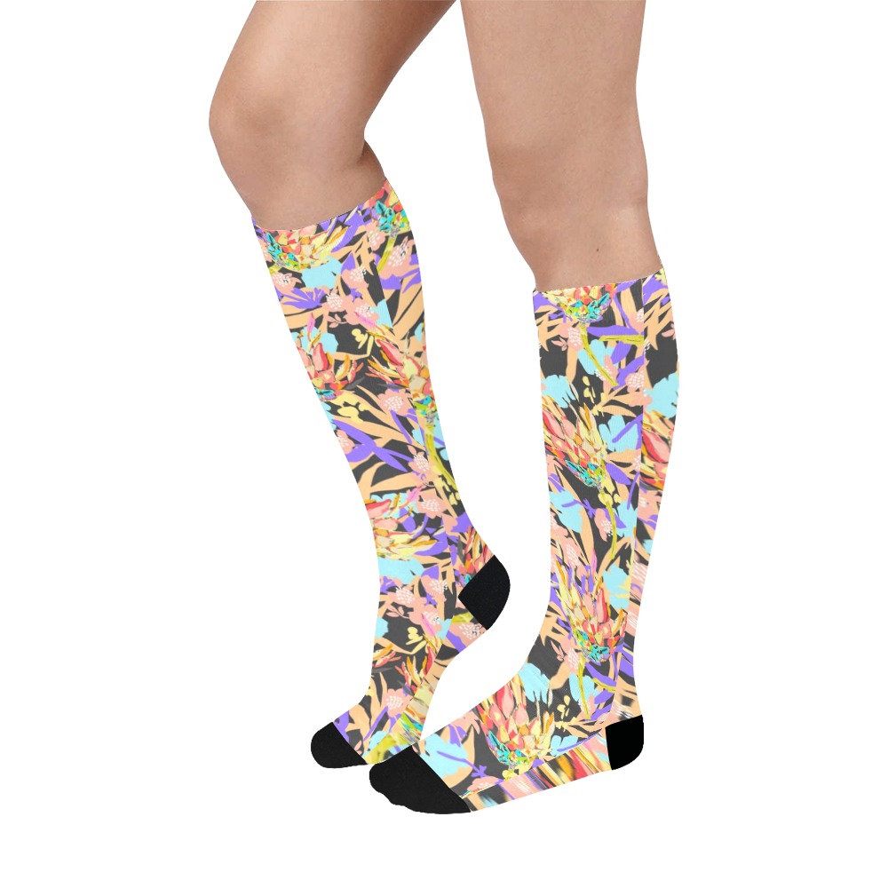 Modern floral boho vibrant Over-The-Calf Socks