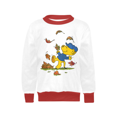 Ferald Amongst The Autumn Leaves Girls' All Over Print Crew Neck Sweater (Model H49)