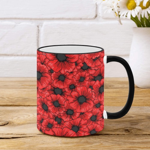 Red Poppy Custom Edge Color Mug (11oz)