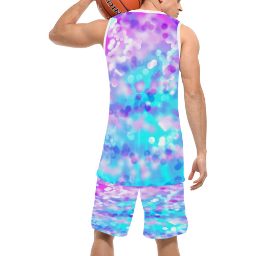Purple And Blue Bokeh 7518 Basketball Uniform with Pocket