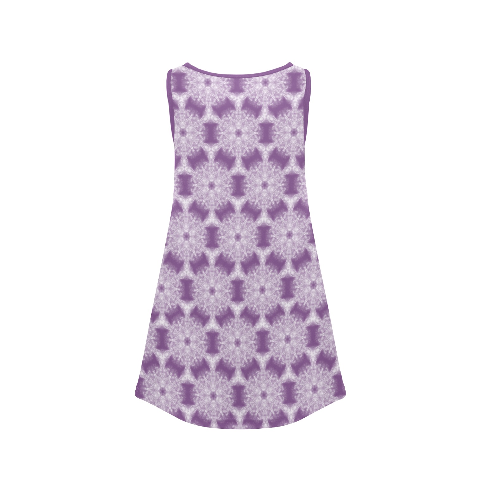 Ô Fractal Snowflake Pattern on Lilac Girls' Sleeveless Dress (Model D58)