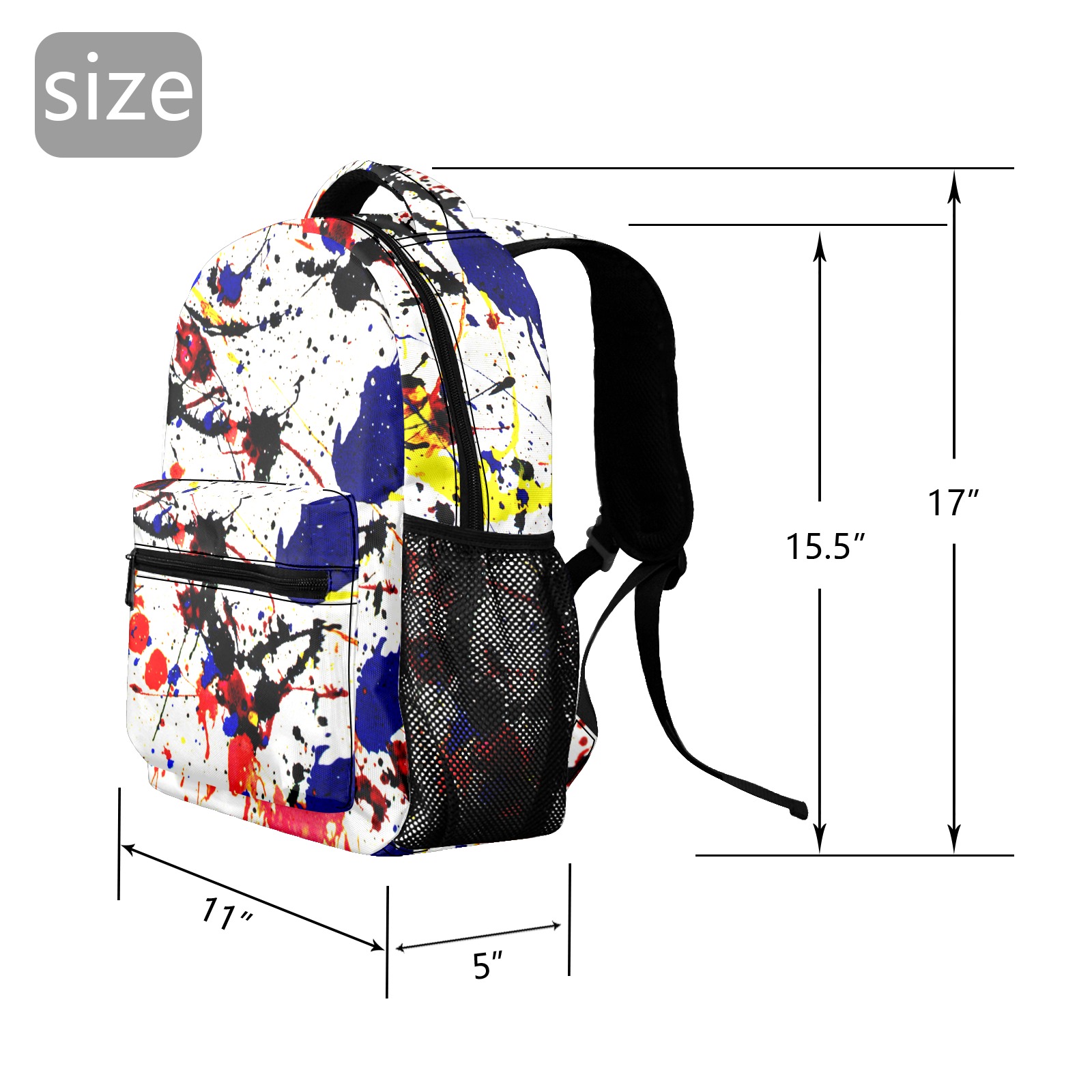 Blue & Red Paint Splatter 17-inch Casual Backpack