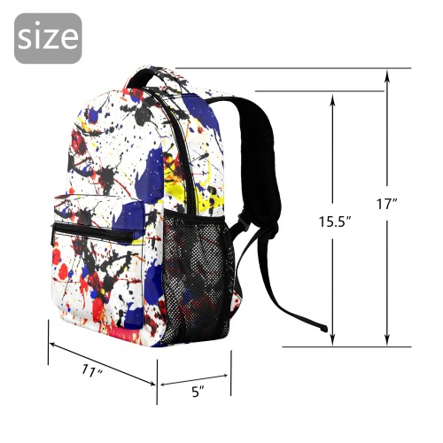 Blue & Red Paint Splatter 17-inch Casual Backpack
