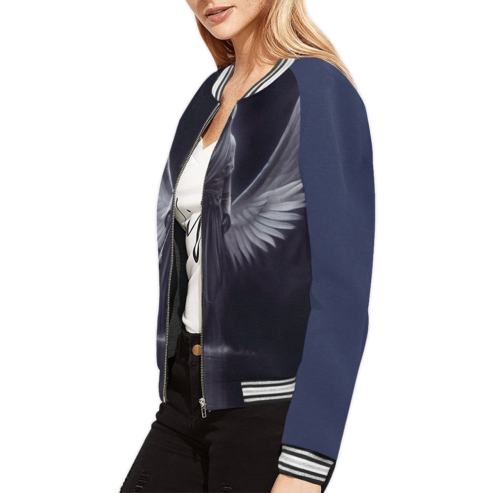 angel with cross All Over Print Bomber Jacket for Women (Model H21)