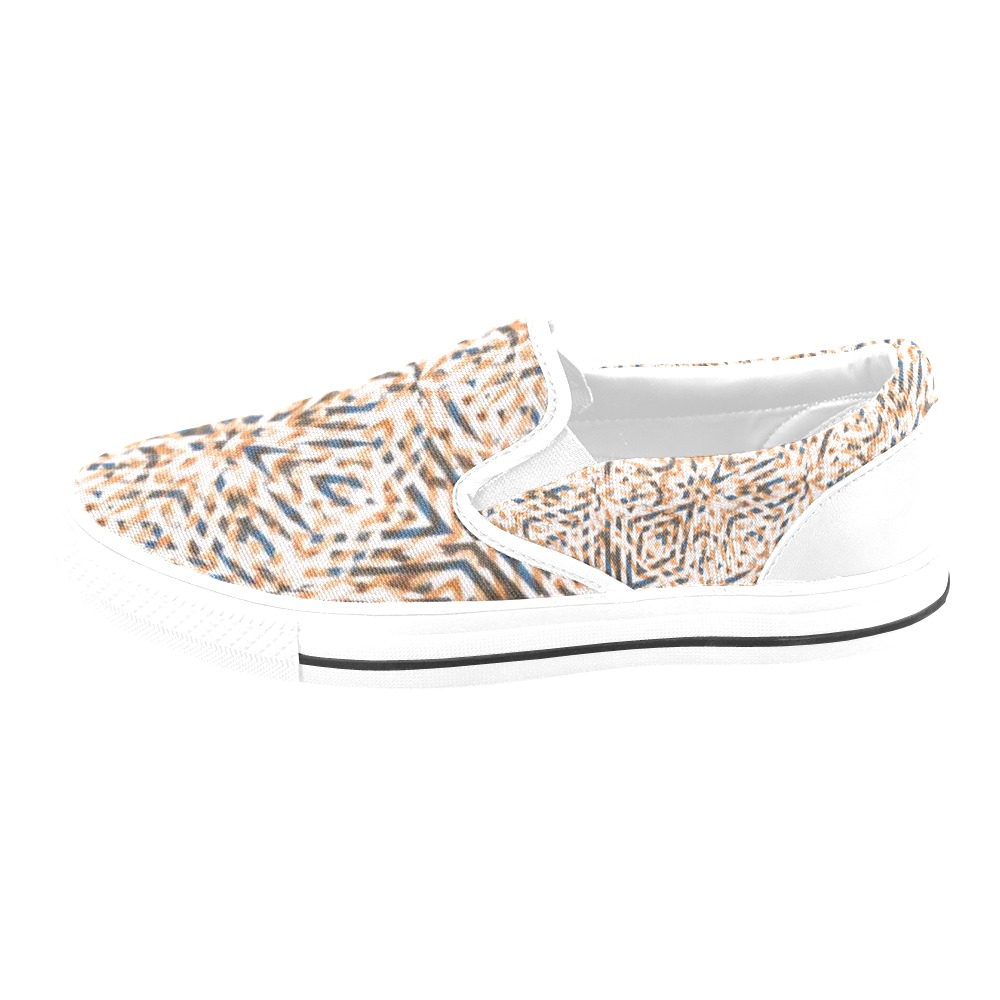 Geometric vintage mosaic 23 Women's Slip-on Canvas Shoes (Model 019)