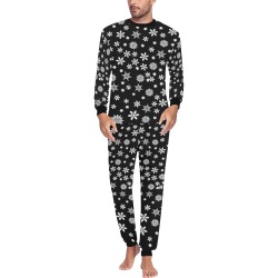 Christmas White Snowflakes on Black Men's All Over Print Pajama Set