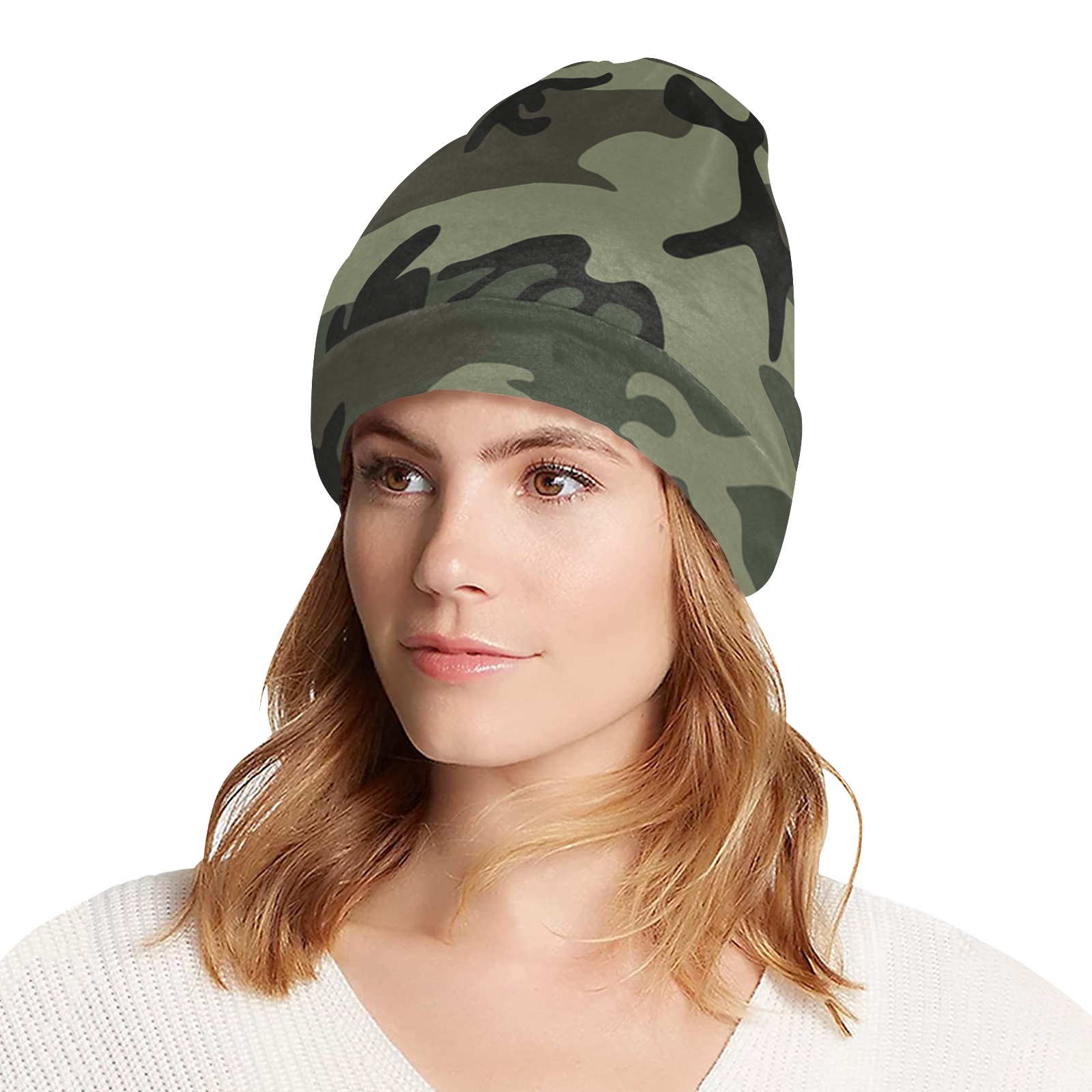 Camo Green All Over Print Beanie for Adults