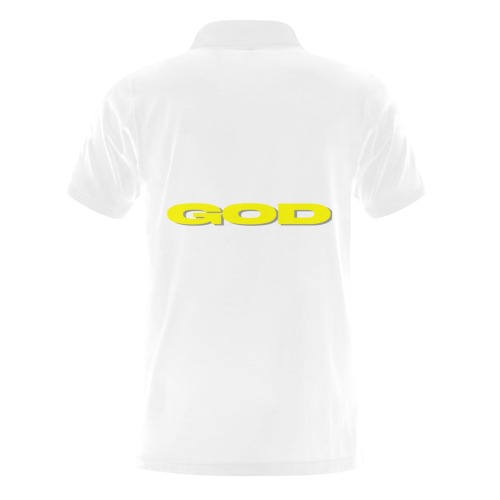 Yellow God Wording Men's Polo Shirt (Model T24)