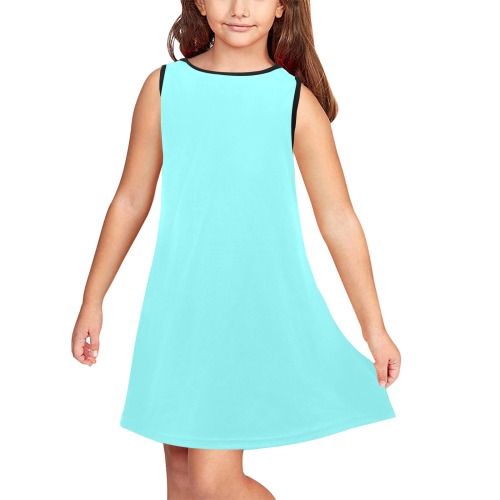 color ice blue Girls' Sleeveless Dress (Model D58)