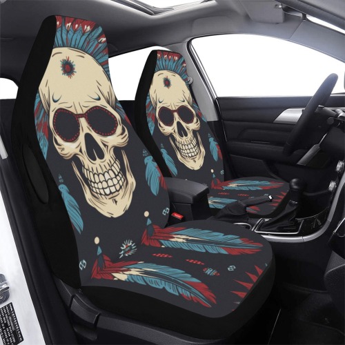Native American Skull Car Seat Cover Airbag Compatible (Set of 2)
