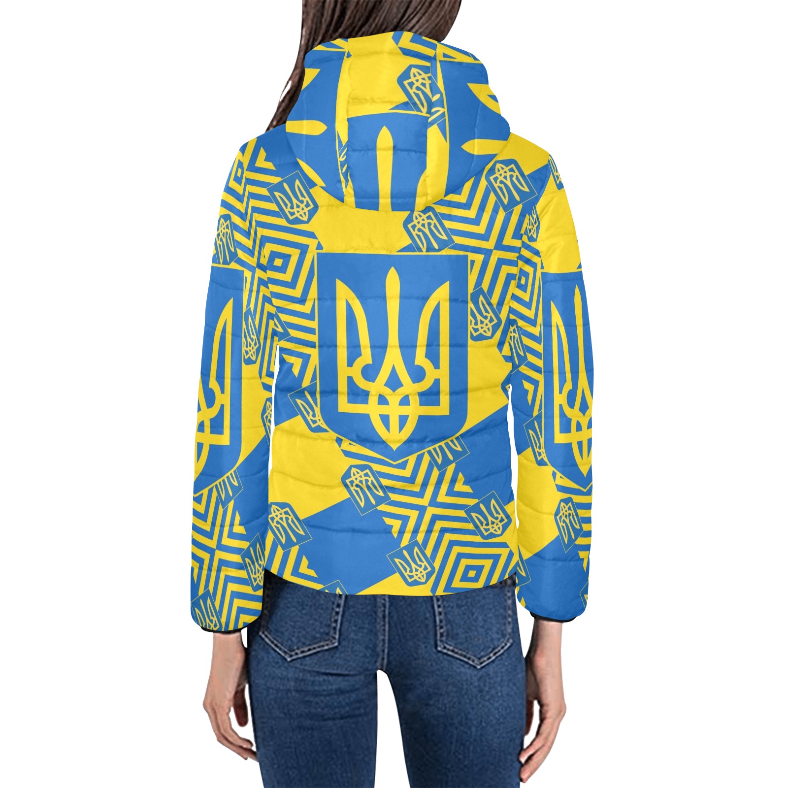 UKRAINE 2 Women's Padded Hooded Jacket (Model H46)