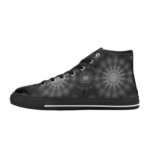 Blackened Sparkling floral art Men’s Classic High Top Canvas Shoes (Model 017)