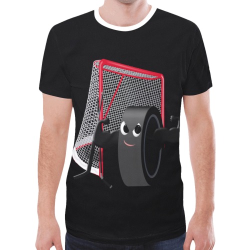 Hockey Puck and Goal New All Over Print T-shirt for Men (Model T45)