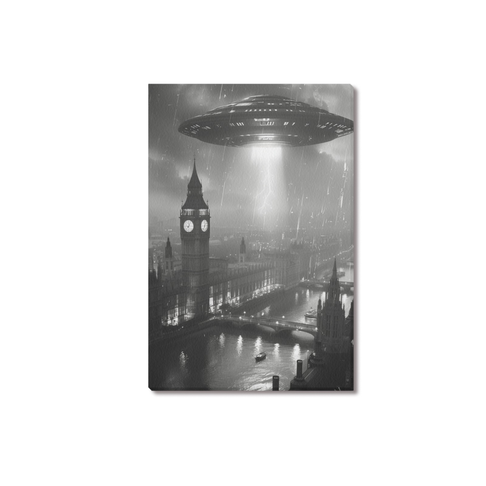 UFO Over London Upgraded Canvas Print 12"x18"