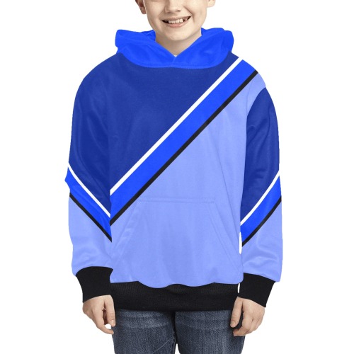 Diagonal Shades of Blue Kids' All Over Print Hoodie (Model H38)