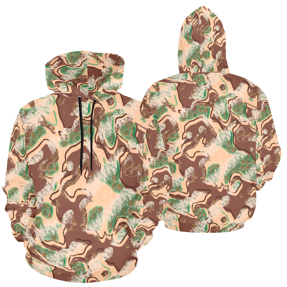 Modern Fashion Military Snake Camouflage All Over Print Hoodie for Women (USA Size) (Model H13)
