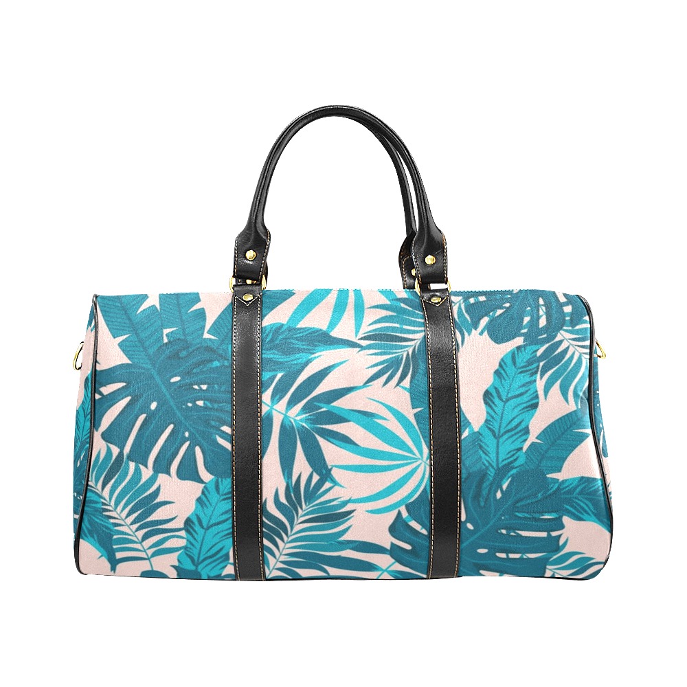 Tropical Blue Leaves New Waterproof Travel Bag/Large (Model 1639)