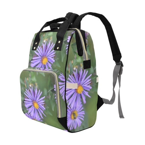Purple Flowers Diaper Bag #2 Multi-Function Diaper Backpack/Diaper Bag (Model 1688)