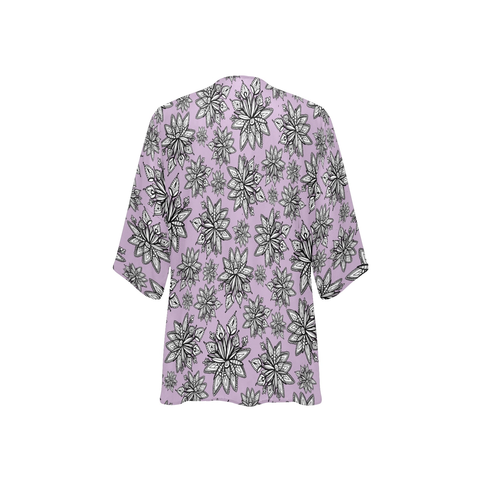 Creekside Floret pattern lilac Women's Kimono Chiffon Cover Ups (Model H51)