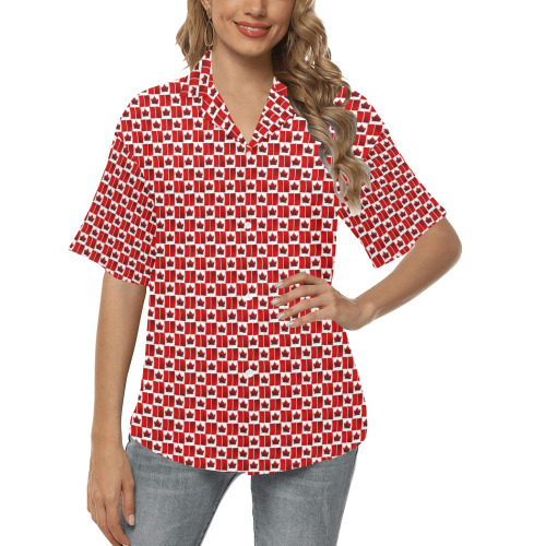 Canada Flag Women's Shirts All Over Print Hawaiian Shirt for Women (Model T58)