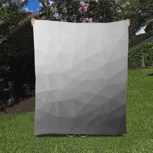 Grey Gradient Geometric Mesh Pattern Quilt 50"x60"