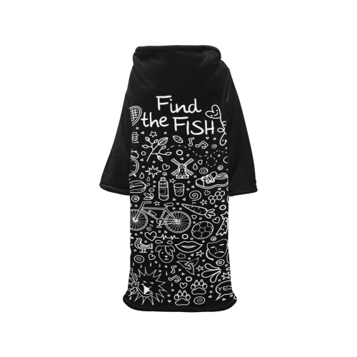 Picture Search Riddle - Find The Fish 2 Blanket Robe with Sleeves for Adults