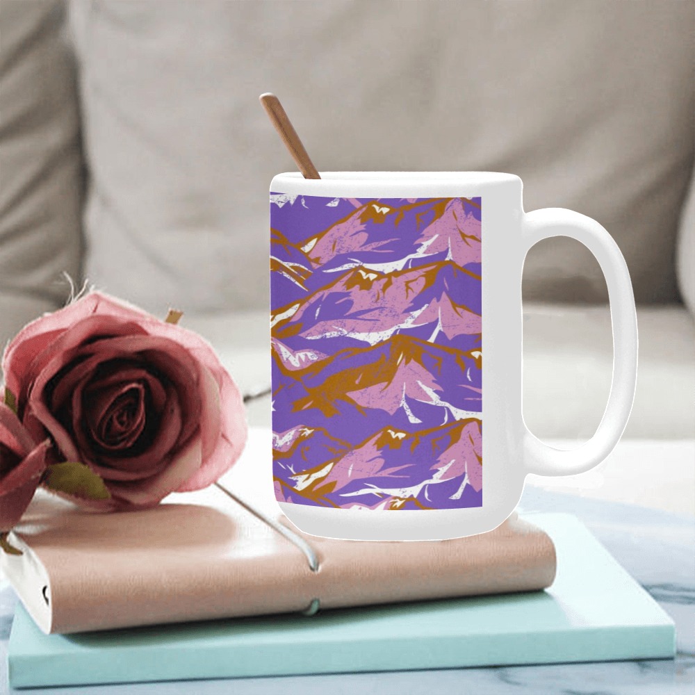Modern lavender mountain camo Custom Ceramic Mug (15OZ)