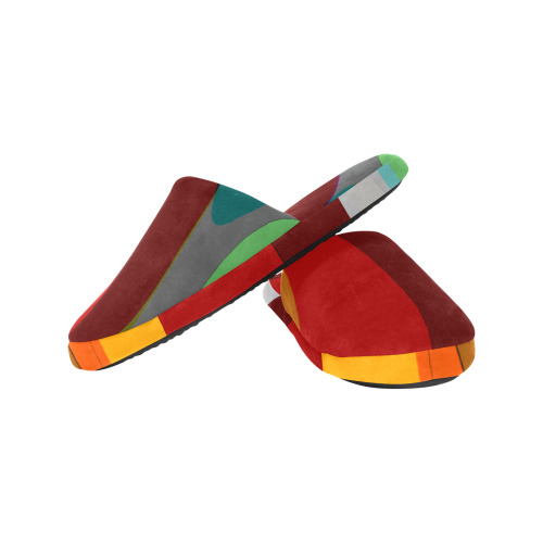 Colorful Abstract 118 Men's Cotton Slippers (Model 0601)
