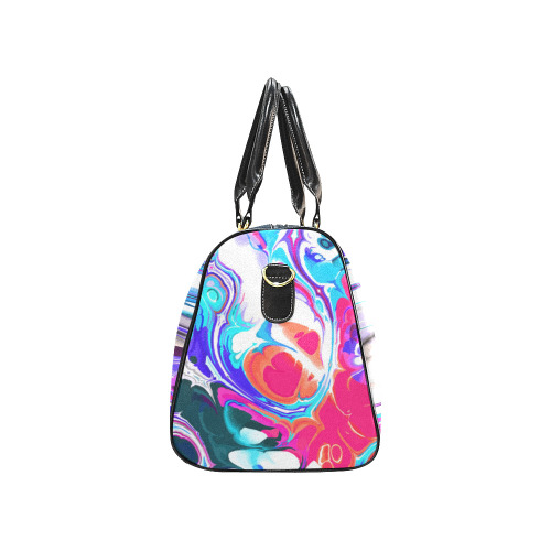 Blue White Pink Liquid Flowing Marbled Ink Abstract New Waterproof Travel Bag/Small (Model 1639)