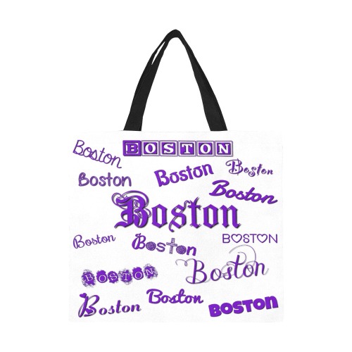 Boston Purple Fonts on white All Over Print Canvas Tote Bag/Large (Model 1699)