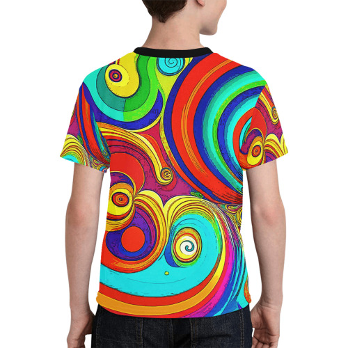 Colorful Groovy Rainbow Swirls Kids' All Over Print T-shirt (Model T65)
