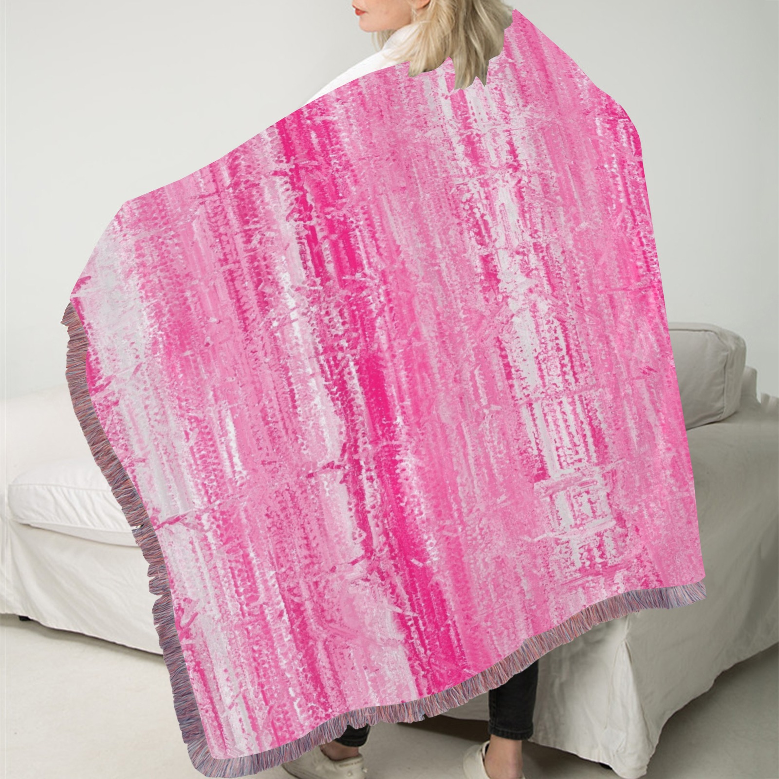 confetti 12 Ultra-Soft Fringe Blanket 50"x60" (Mixed Pink)