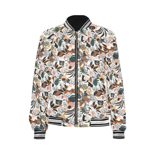 Abstract birds in the jungle 63 All Over Print Bomber Jacket for Women (Model H21)